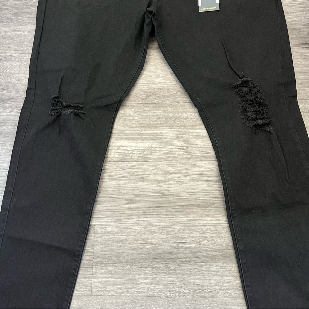 Good Counsel Men’s Plus Size 48WX34 Distressed Thurmond Taper Jeans Black - Picture 3 of 9